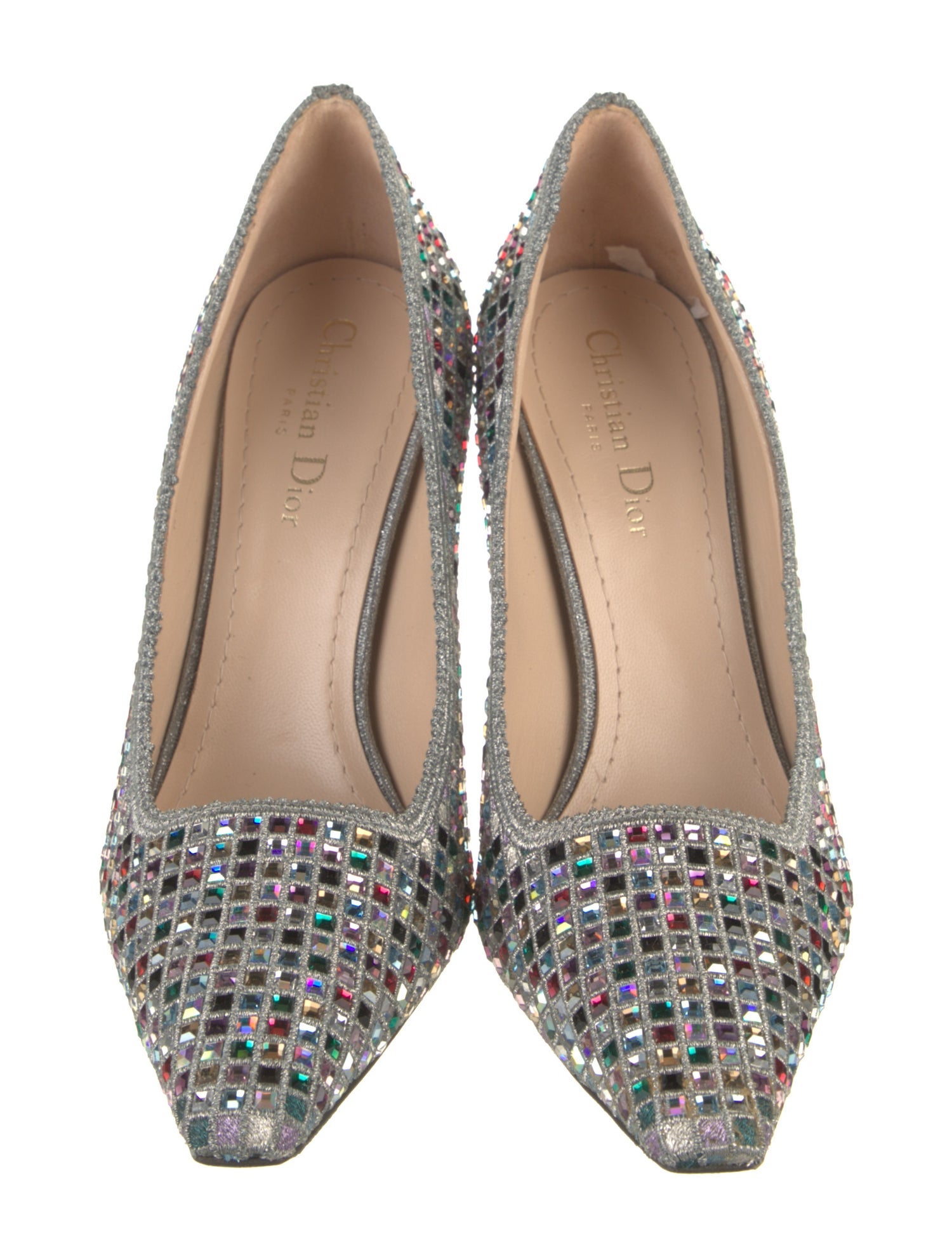 Christian Dior Satin Crystal Embellishments Pumps